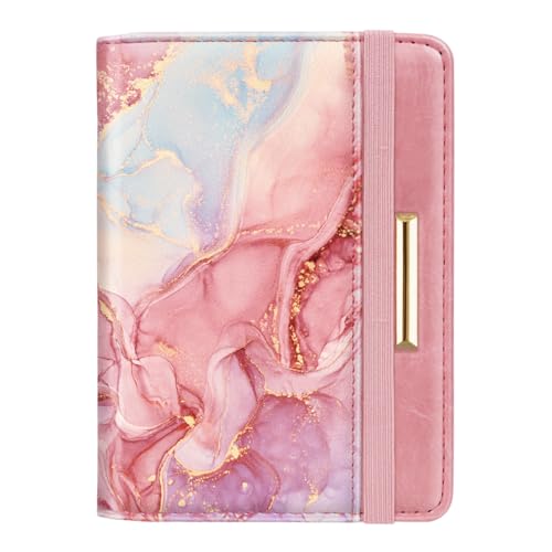 Coco Rossi Passport Holder Cover,Traveling Passport Case Cute Passport Wallet for Women,Red Marble - Image 1