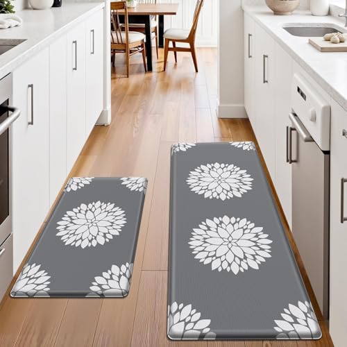 DailyCuddles Kitchen Mats for Floor [2PCS], Soft Anti Fatigue Kitchen Rugs for Home, Water Resistant Cushioned Standing Desk Mats, Non-slip Comfort Mat for Floor, Kitchen, Office, Sink, Laundry (Grey) - Image 3