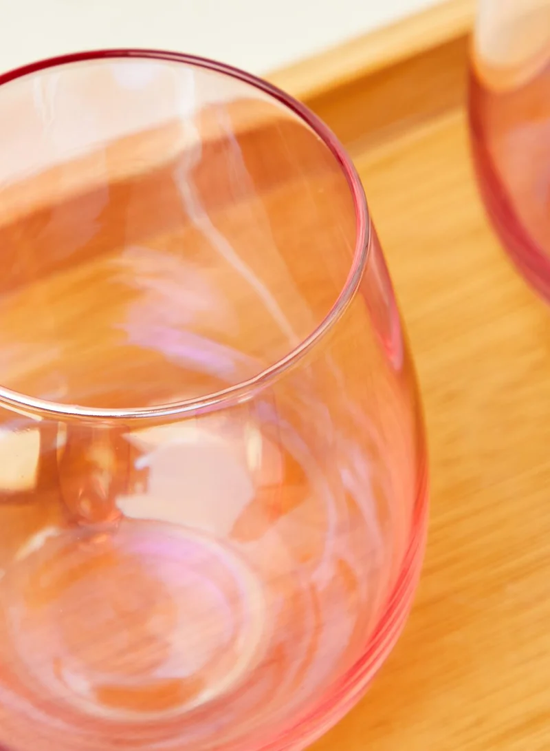 Premier Set Of 4 Pink Frosted Deco Tumbler Glass