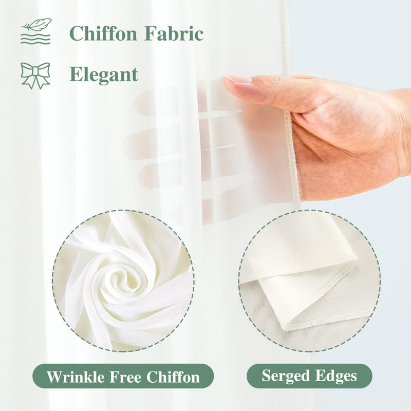 PARTISKY Wedding Arch Draping Fabric, 1 Panel 18FT Beige Sheer Backdrop Curtain Chiffon Fabric Drapery Voile Scarf Draping Panels for Wedding Archway Ceremony Curtain Valance Party Decoration - Image 2