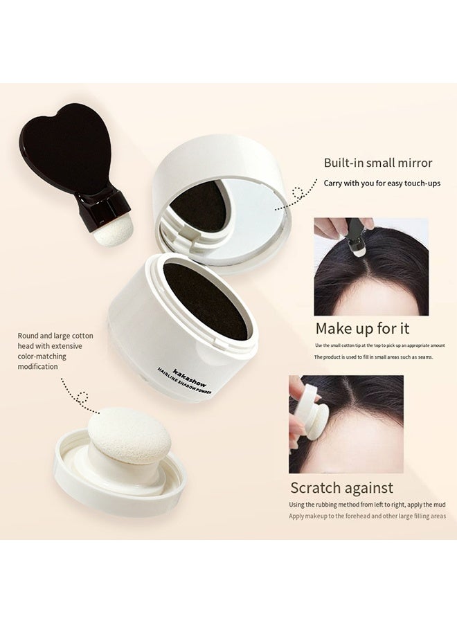 kakashow Hair Shadow Powder,Hairline Powder, Shadow Powder Quickly Covers Hair Roots, Brow and Beard Lines Anti-Smudge 48 Hours, For Bald Spots, Forehead Grooming Powder Instant Coverage for Hairline (01#Black) - Image 3