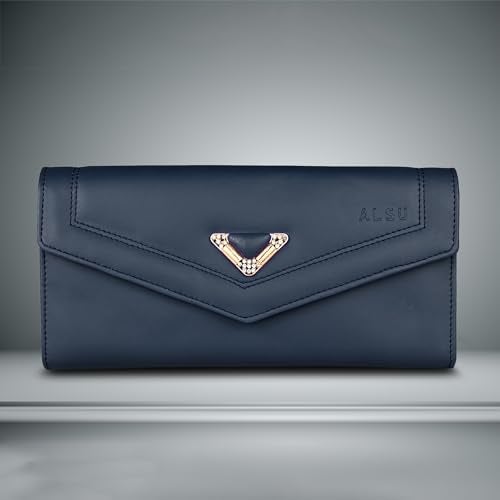 ALSU Women's Hand Wallet Purse Clutch | Phone Pocket | Coin Pocket | 4 Card Slots (Blue) - Image 2