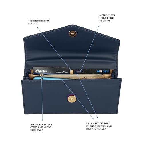 ALSU Women's Hand Wallet Purse Clutch | Phone Pocket | Coin Pocket | 4 Card Slots (Blue) - Image 5