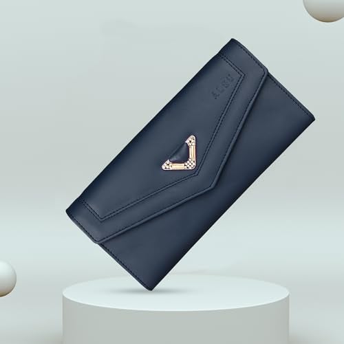 ALSU Women's Hand Wallet Purse Clutch | Phone Pocket | Coin Pocket | 4 Card Slots (Blue) - Image 4