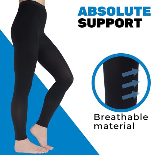 ABSOLUTE SUPPORT جوارب ضاغطة بدون قدم للنساء 20-30 مم زئبق - ليغينغز ضاغطة متدرجة للحمل، التورم، دوالي الأوردة، الدورة الدموية، DVT - أسود، كبير - A717BL3 - Image 5
