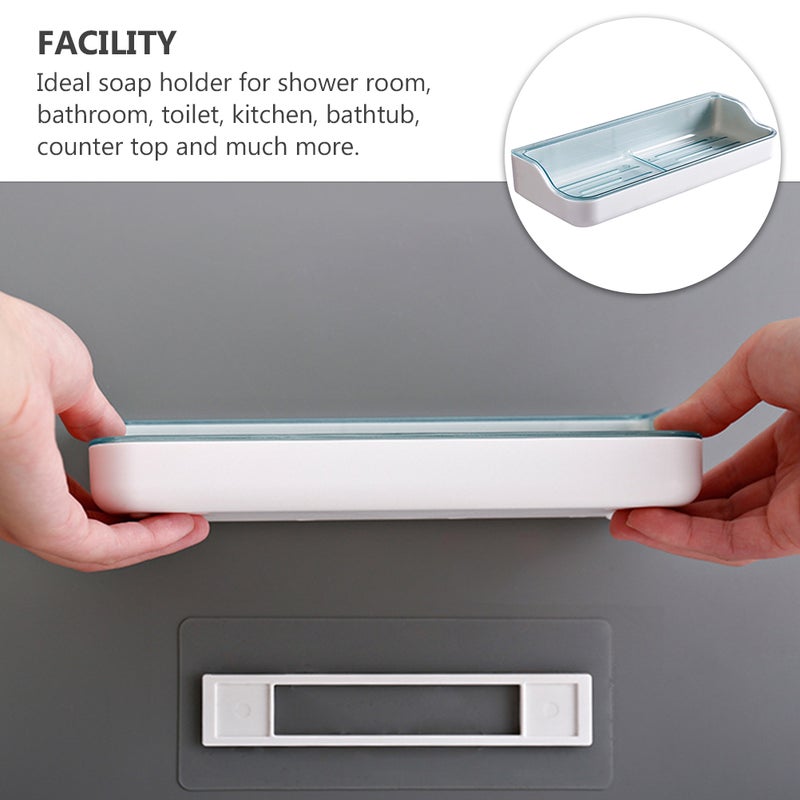 1Pc Wall Mounted Soap Dish Double Layer Soap Box Soap Draining Dish Wall Hanger - Image 4