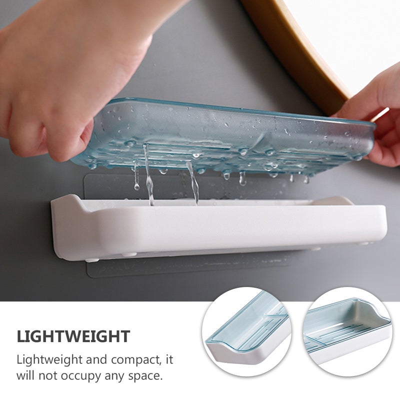 1Pc Wall Mounted Soap Dish Double Layer Soap Box Soap Draining Dish Wall Hanger - Image 5