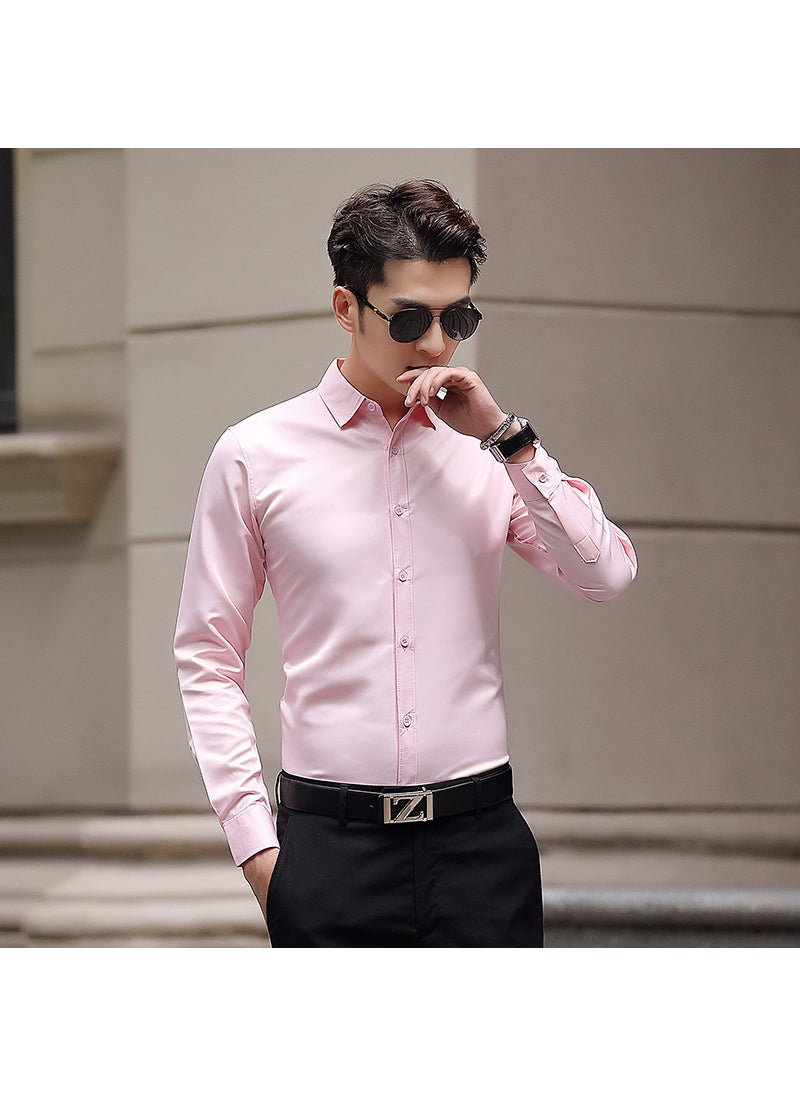 Generic - Mens Slim Fit Business Formal Shirt Pink - Image 1