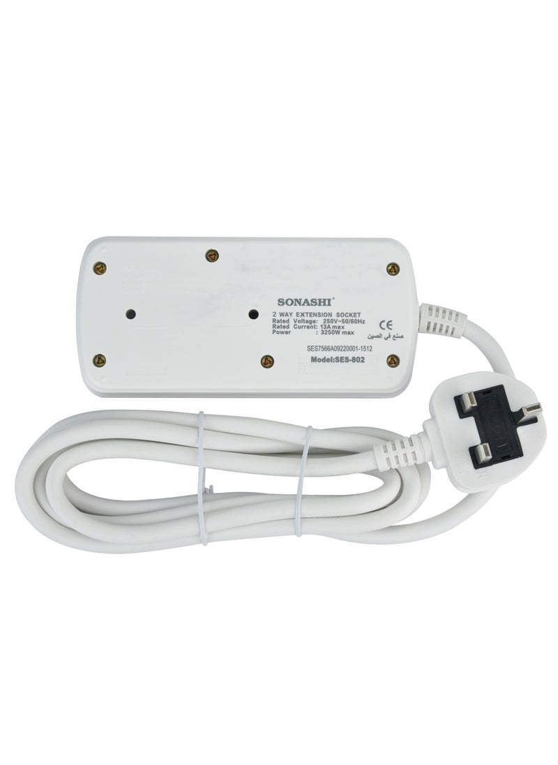 SONASHI 2Way Extension Socket with Individual Switches and Indicator Light  Over Current Protection Feature  Universal Socket for Home Appliances SES-802  - Image 5