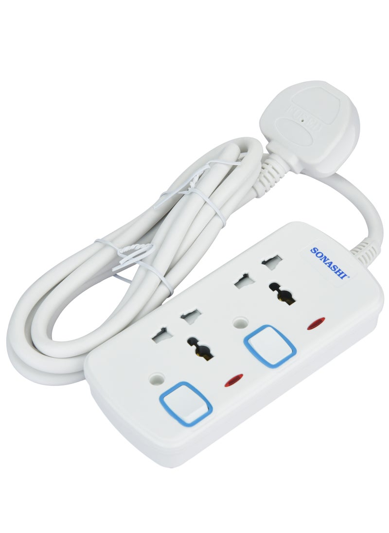 SONASHI 2Way Extension Socket with Individual Switches and Indicator Light  Over Current Protection Feature  Universal Socket for Home Appliances SES-802  - Image 4