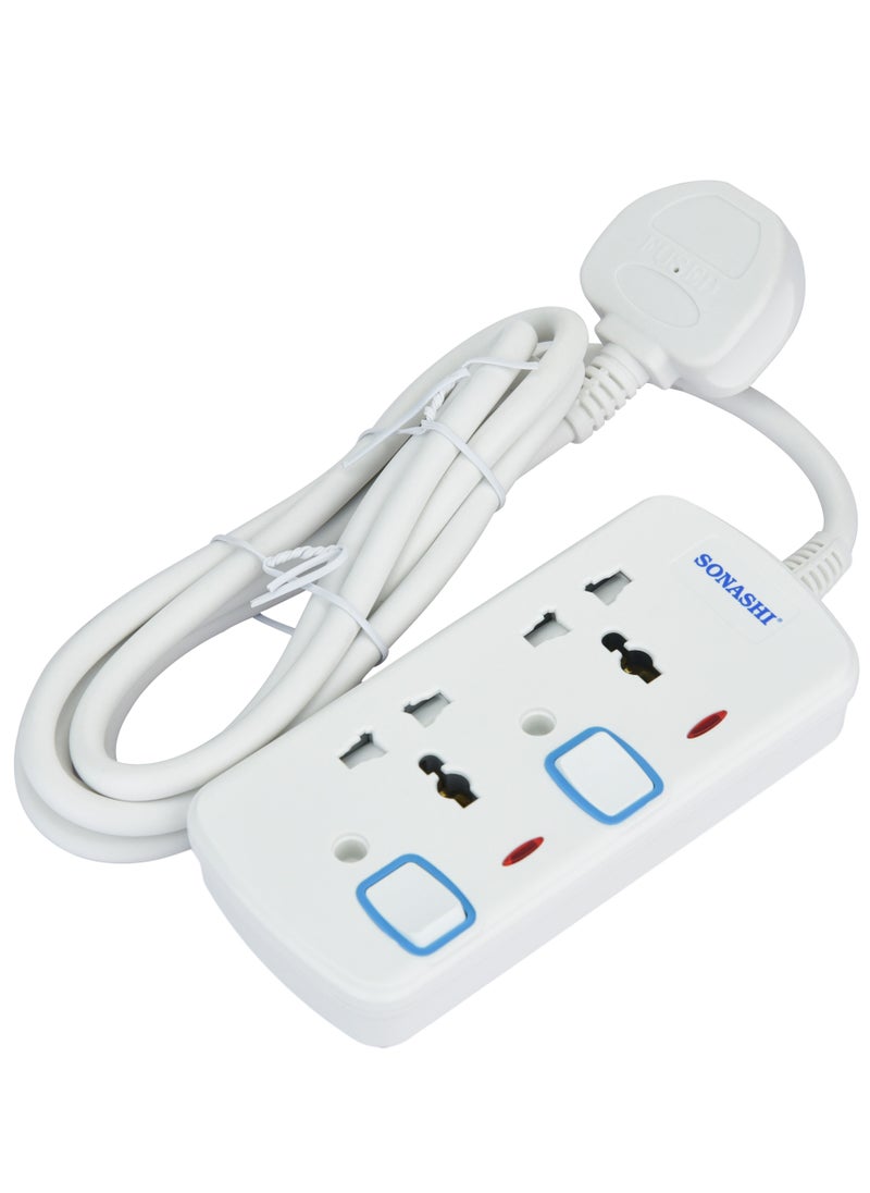 SONASHI - 2Way Extension Socket with Individual Switches and Indicator Light  Over Current Protection Feature  Universal Socket for Home Appliances SES-802 - Image 1