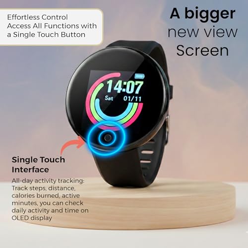 Bouncefit M I D18 Round Fitness Band Smart Watch for Men, Women, Boys, Girls, Kids – Single Touch Interface, Water Resistant, Workout Modes, Quick Charge Sports Smartwatch – Black (GG) - Image 5