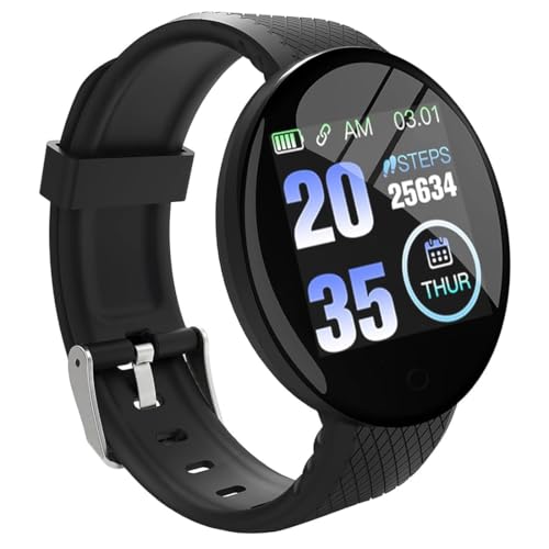 Bouncefit M I D18 Round Fitness Band Smart Watch for Men, Women, Boys, Girls, Kids – Single Touch Interface, Water Resistant, Workout Modes, Quick Charge Sports Smartwatch – Black (GG) - Image 1