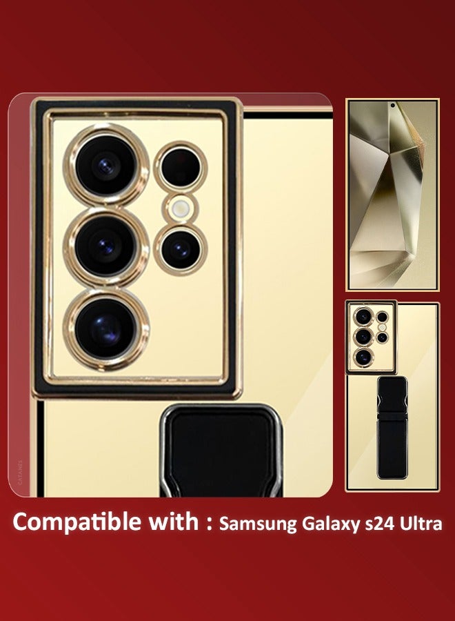 CATANES Samsung Galaxy S24 Ultra Case Electroplated Edge Case with Kickstand Soft Shockproof Protective Case Cover Full Camera Protection Raised - Image 5