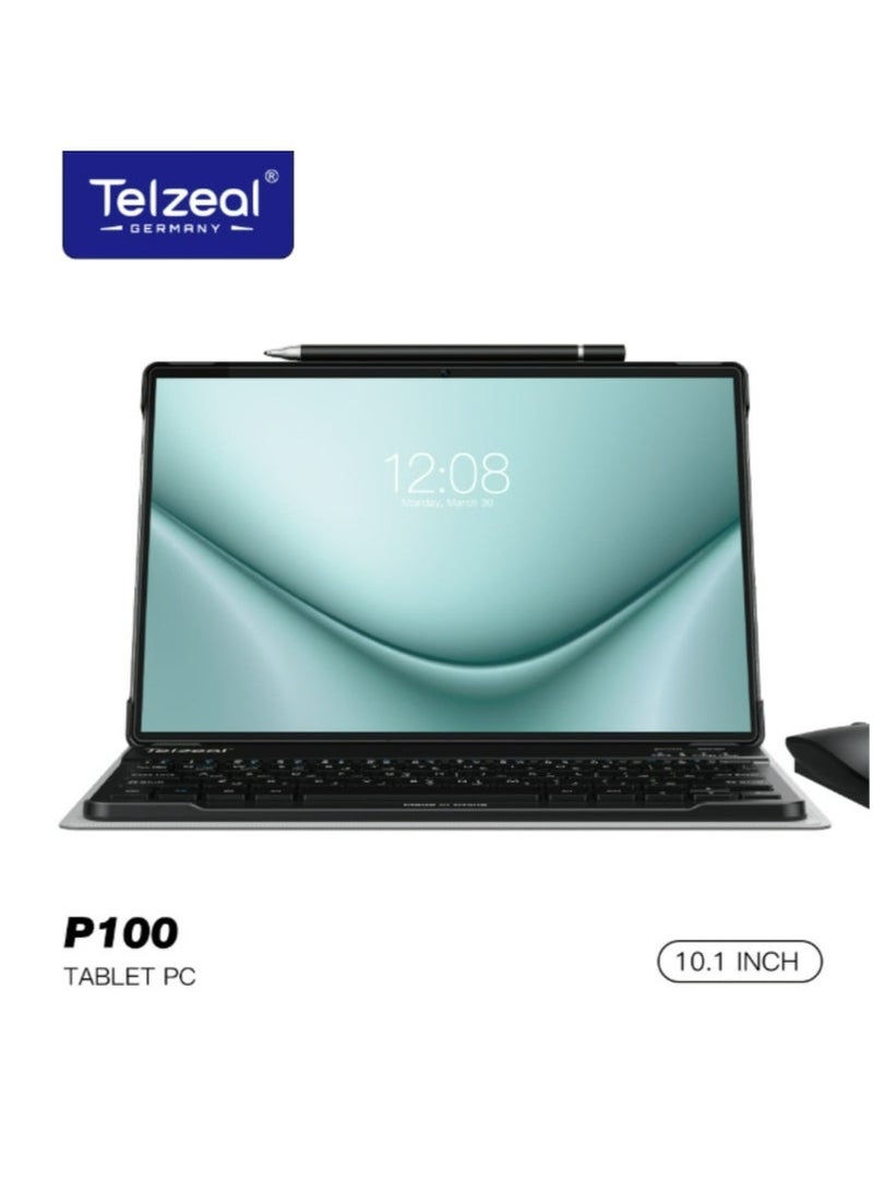 Telzeal P100 Android 13 Tablet – 10.1-Inch HD Display, 8GB RAM + 512GB Storage, Dual SIM + 5G WiFi, Octa-Core Processor, 8000mAh Battery, Includes Wireless Keyboard & Mouse, Front & Rear Cameras, Green Color – Ideal for Work, Study, Streaming & Travel - Image 2
