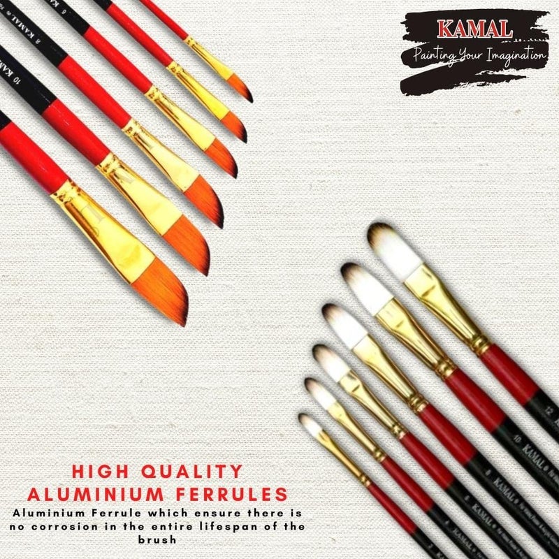 KAMAL Combo of Filbert White Brown and Dagger Paint Brush Set of 6 with A4 Sketch Pad 120LB/140GSM 50 Sheets - Image 2