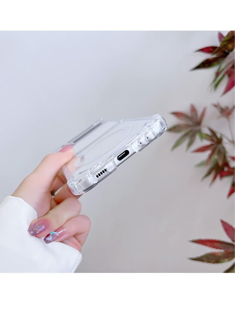 Samsung Galaxy Z Flip 4 magsafe Clear Case, With Magnetic and Support Wireless Charger, Transparent Shockproof and Drop-Proof Hard PC Phone Cover for Galaxy Z Flip 4