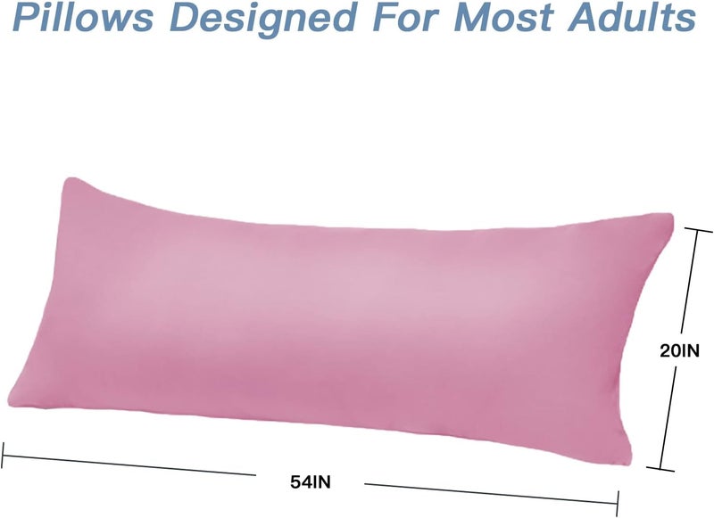 DOWNCOOL Luxury Full Body Pillow Insert with Fiber Cover - Ultra Soft Body Pillow for Sleeping - Breathable Long Bed Pillow Insert, 20"x54"(Pink, with Cover) - Image 3