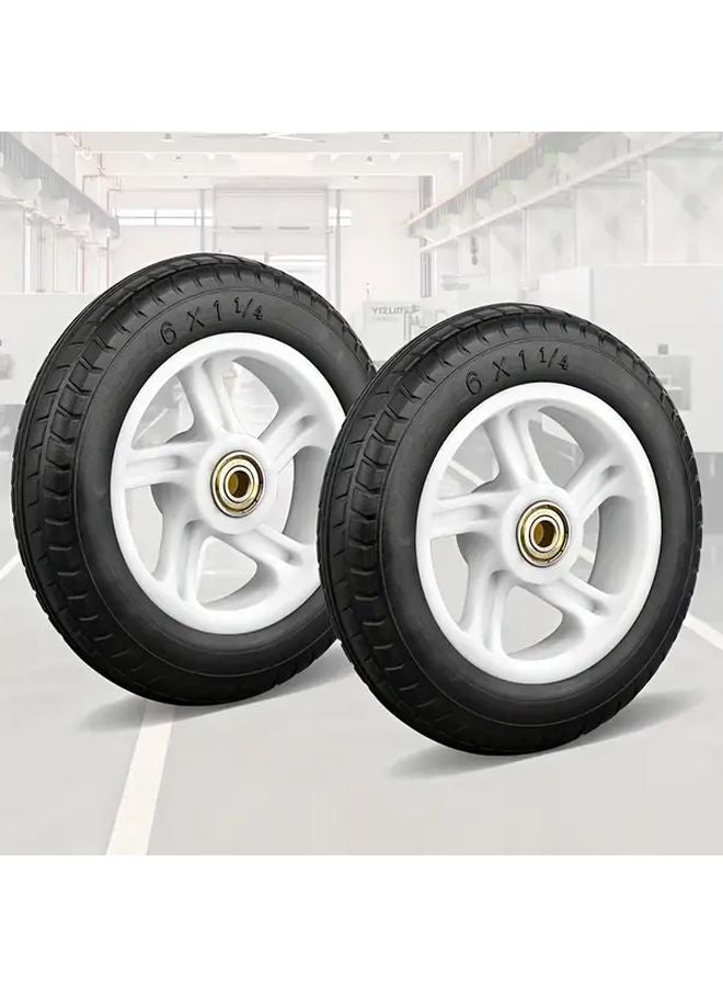 Heavy Duty 5.90 Inch Rubber Wheels With Bearings For Shopping Carts Hand Pushcarts - Image 1