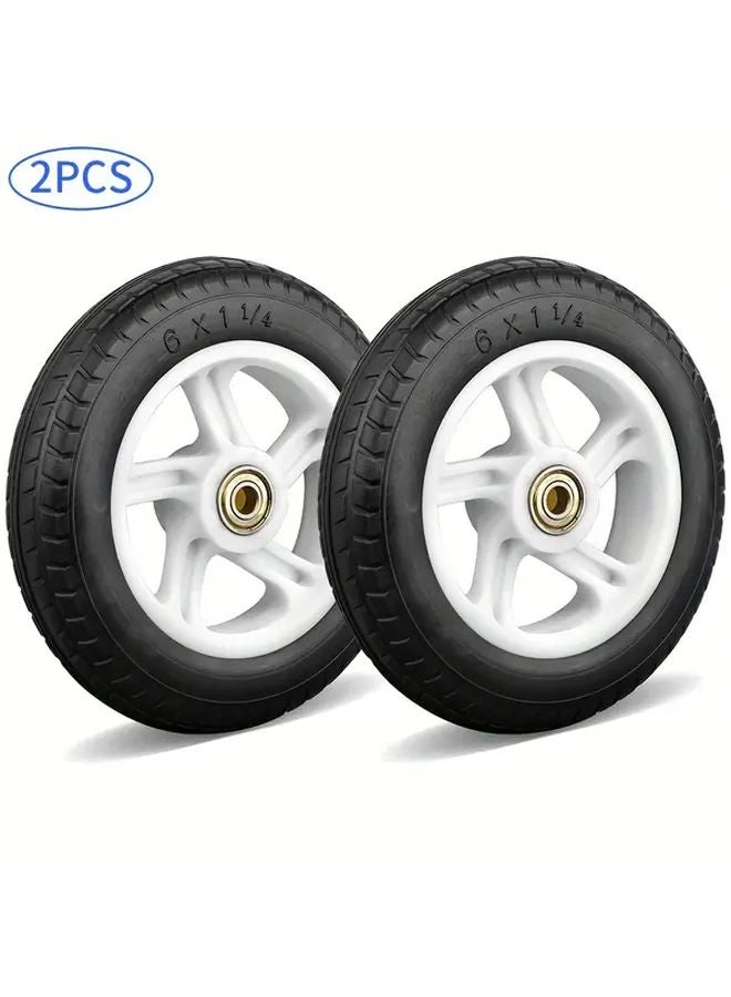 Heavy Duty 5.90 Inch Rubber Wheels With Bearings For Shopping Carts Hand Pushcarts - Image 4