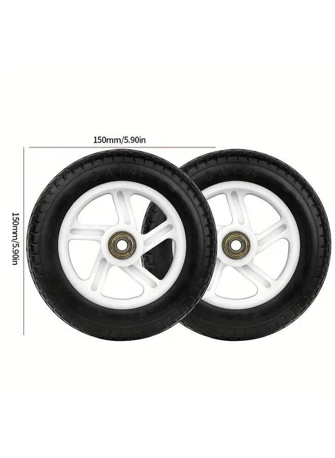 Heavy Duty 5.90 Inch Rubber Wheels With Bearings For Shopping Carts Hand Pushcarts - Image 3