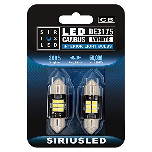 SIR IUS LED SIRIUSLED Super Bright 3020 Chipset Canbus Error Free LED Festoon Bulbs for Car Interior Lights License Plate Dome 1.25” 31MM Festoon 3175 DE3175 6000K White Pack of 2 - Image 1