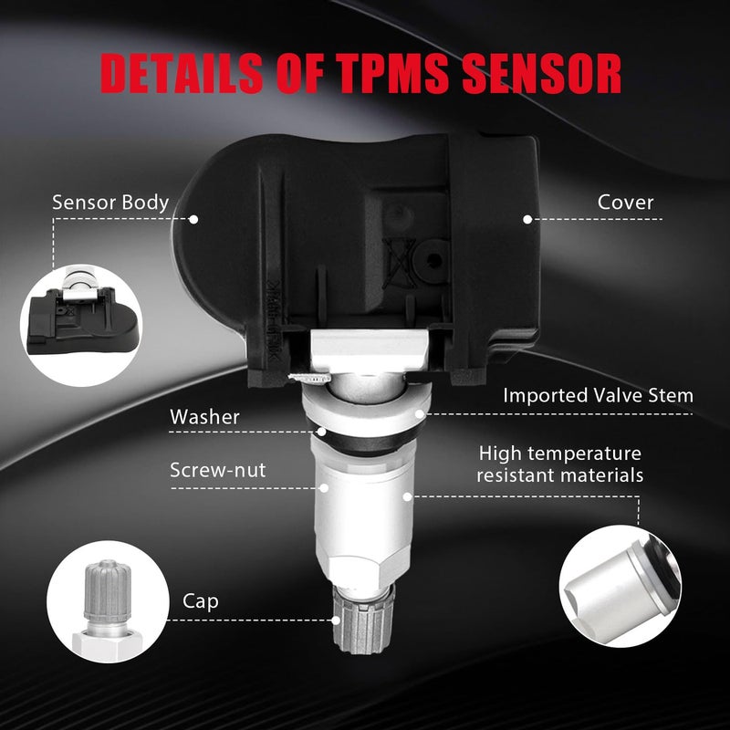 PLDDE 4pcs Tire Pressure Monitoring Sensors 433MHz TPMS System - Image 2