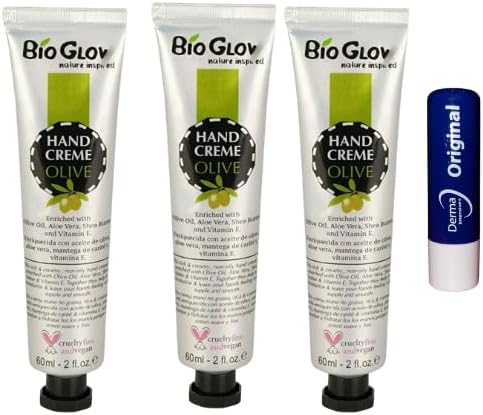 Nature Inspired Bio glow Olive Oil Hand CreamNature Enriched With Aloe Vera Shea Butter Vitamin E Travel Size 3 Tubes 60ML With Free Orignial Lip Balm