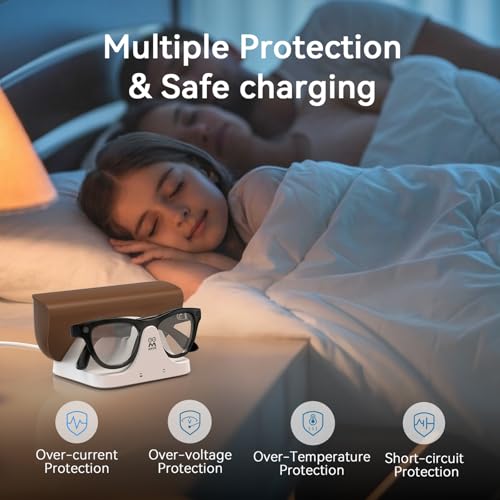AMVR Magnetic 2-in-1 Charging Dock Compatible with Ray Ban Meta Wayfarer/Skyler/Headliner Smart Glasses Case Accessories, Charger with LED Indicator(Not Compatible with Oakley) - Image 4