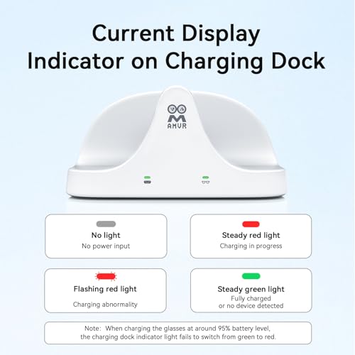 AMVR Magnetic 2-in-1 Charging Dock Compatible with Ray Ban Meta Wayfarer/Skyler/Headliner Smart Glasses Case Accessories, Charger with LED Indicator(Not Compatible with Oakley) - Image 5