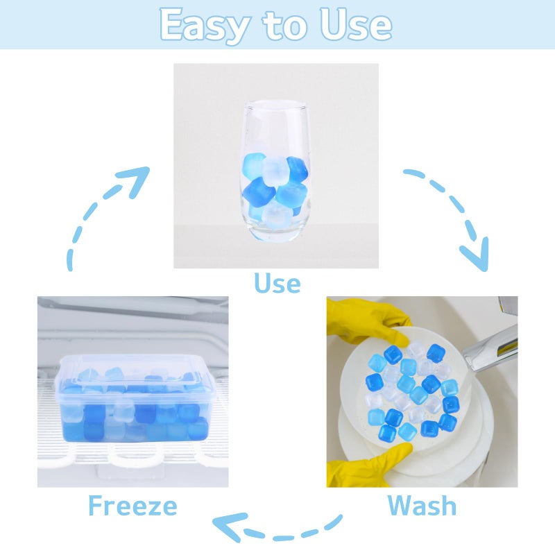 BYTTME Reusable Ice Cube With Lid & Bin  60 Pack Plastic Ice Cubes For Drinks Bpa Free  Refreezable Square Ice Cubes For Water Bottles  Whiskey  Vodka  Coffee  Cocktails  Beer Or Wine - Image 4