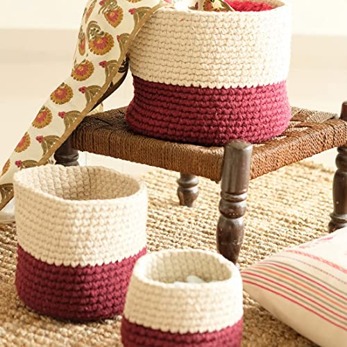 ATMAH Plum Yum Hand Woven Natural Cotton Planter, Storage and Decor Basket(Small-15cm x 15cm) - Image 4