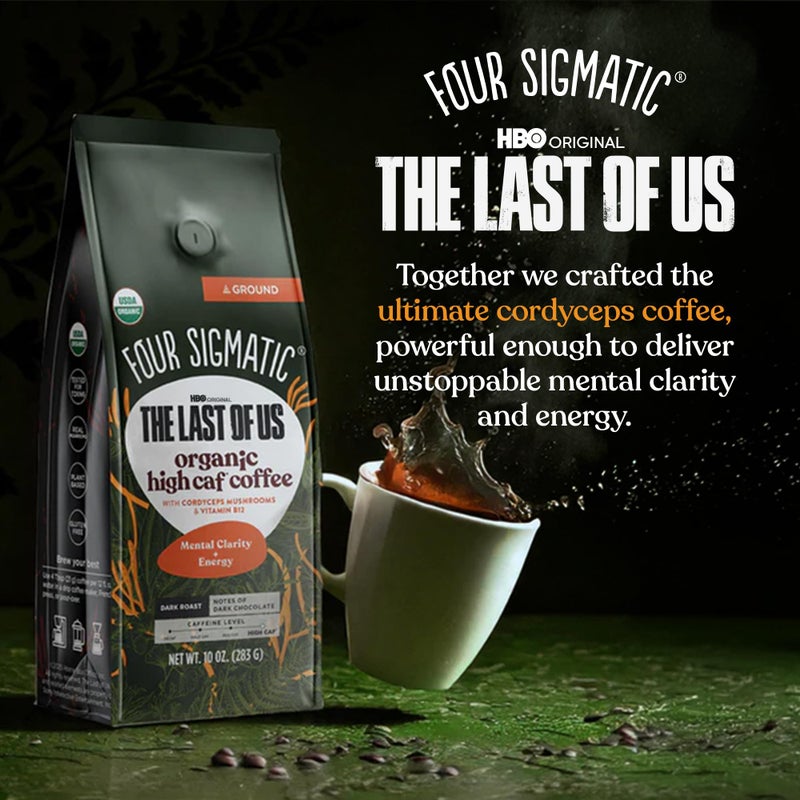 Four Sigmatic Focus Max High Caffeine Cordyceps Coffee | Organic Dark Roast High Caffeine Ground Coffee with Cordyceps, Lion's Mane and B12 | Energy Booster Without the Jitters | 10oz Bag - Image 2