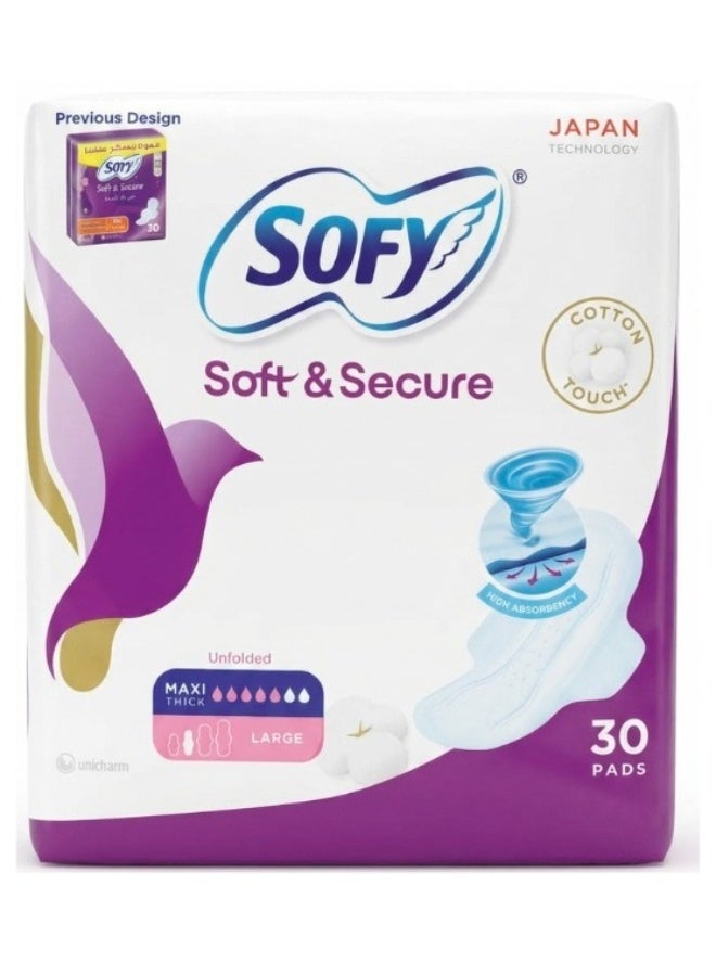 Sofy Maxi Compressed Large Sanitary Pads with Wings, 30 Pads - Image 1