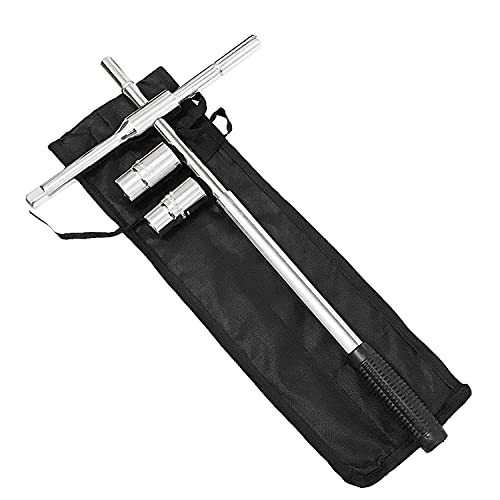 LECWOF 23" Universal Extended Lug Wrench 4 Way Heavy Duty Tire Steel Nut Set with Bag Standard Sockets 17mm 19mm 21mm 23mm for Cross Wheel Wrench (Chrome Vanadium Steel) - Image 1
