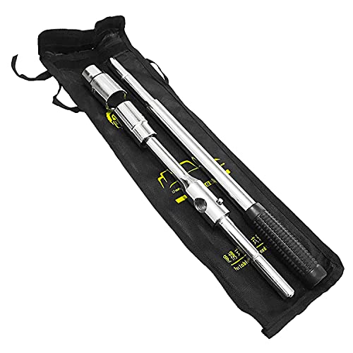 LECWOF 23" Universal Extended Lug Wrench 4 Way Heavy Duty Tire Steel Nut Set with Bag Standard Sockets 17mm 19mm 21mm 23mm for Cross Wheel Wrench (Chrome Vanadium Steel) - Image 5