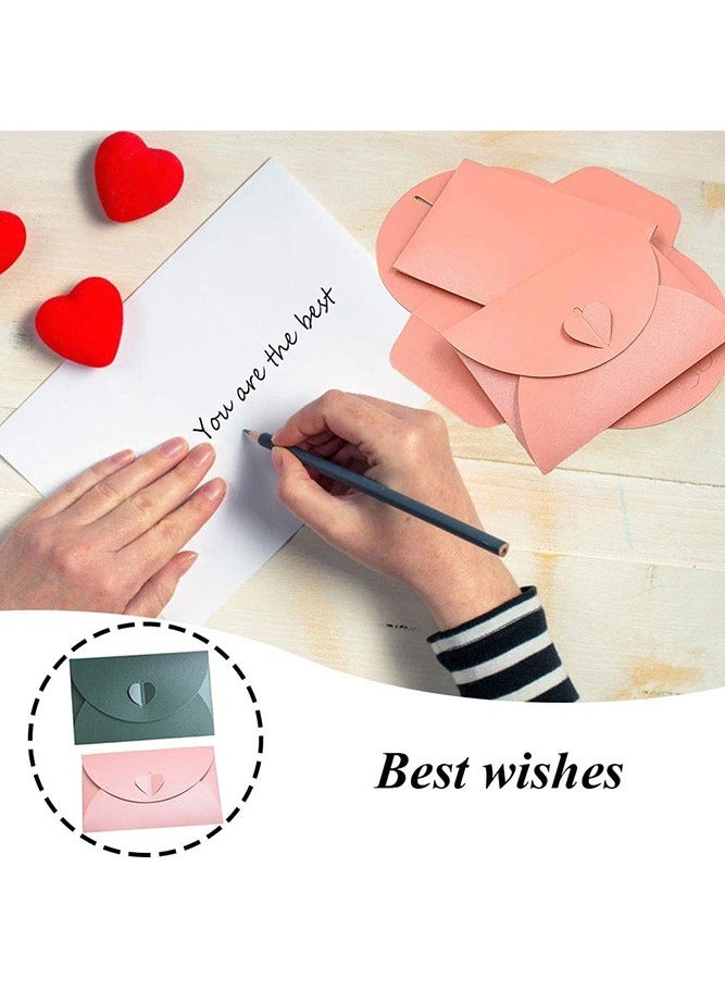 NIIMBOT 20 Pieces Mini Envelopes with Creative Vintage Lovely Heart Pearlescent Paper, Creative Vintage Cute Heart Buckle for Wedding, Birthday, Party Gift Cards, Pink/Green - Image 5