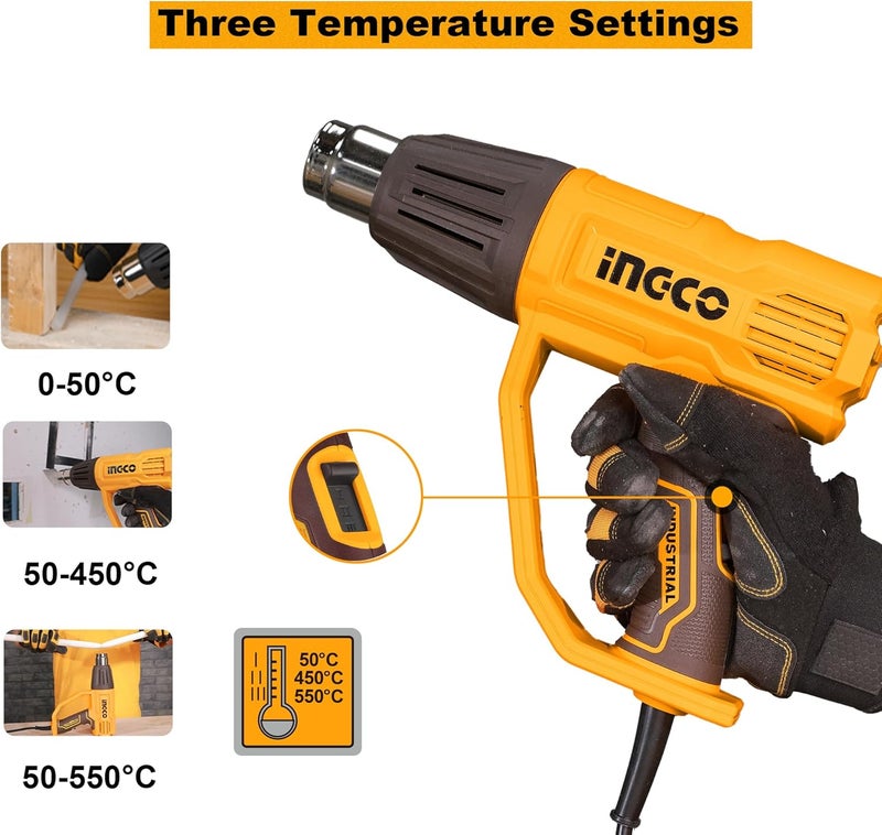 INGCO 2000W Heat Gun with 4 Nozzles and Scraper - HG200078 - Image 3