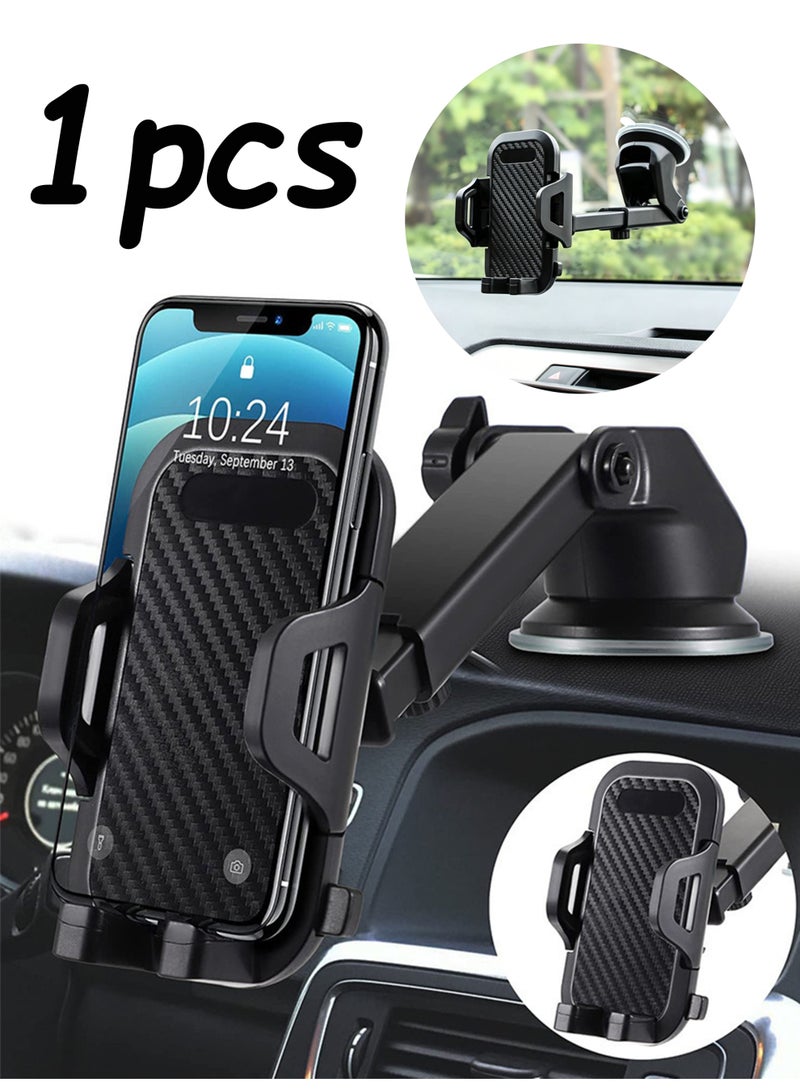 360 Degree Rotation Car Phone Holder, Suction Cup Mount, Black - Image 1