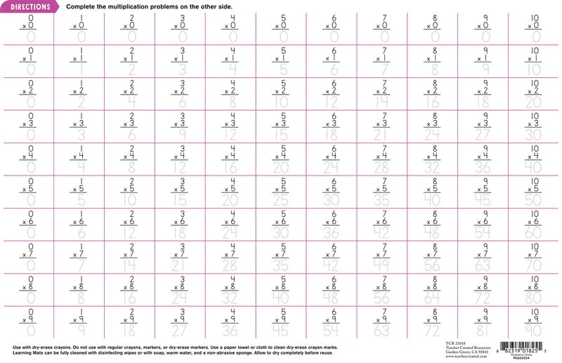 Teacher Created Resources Multiplication Learning Mat - Image 3