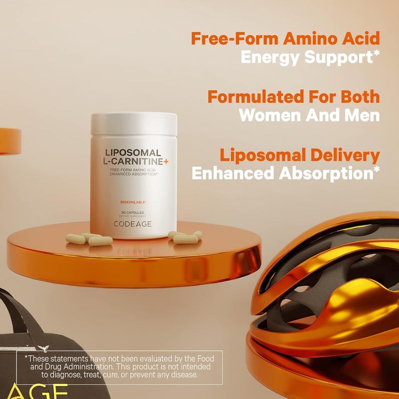 Codeage مكمل كوداج ليبوسومال إل كارنيتين 500 ملغ إل كارنيتين إل تارترات لكل حصة  حمض أميني حر  كارنيتين  توصيل ليبوسومال  نباتي  غير معدل وراثيًا  خالي من الغلوتين  90 كبسولة - Image 4