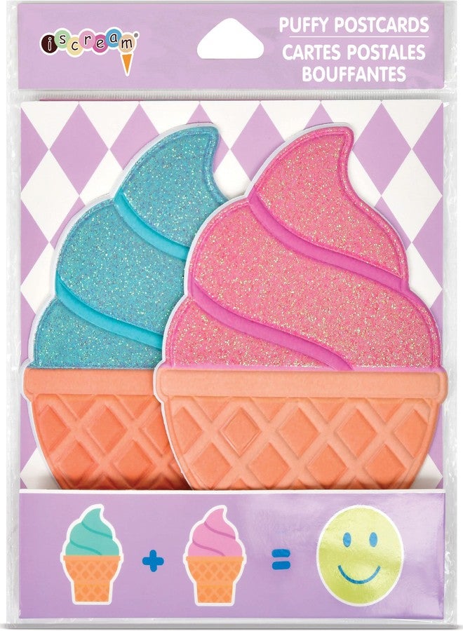 iscream Ice Cream Cones Puffy Post Card Pair with Envelopes - Image 1