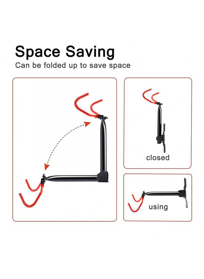 PHUNAYA Wall Mount Bike Rack,Bike Hanger Horizontal,Bicycle Holder Heavy Duty,Garage Bike Storage,Garage Organization Bicycle Hook with Rubber,Foldable and Adjustable Angle(2 pack) - Image 1