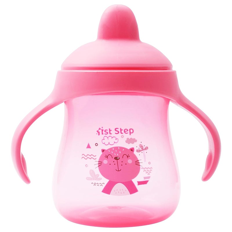 1st Step مجموعة 1ST STEP غير اللامعة خالية من BPA زجاجة شرب بفتحة صلبة مع مقبضين لسهولة الإمساك - وردي - Image 5