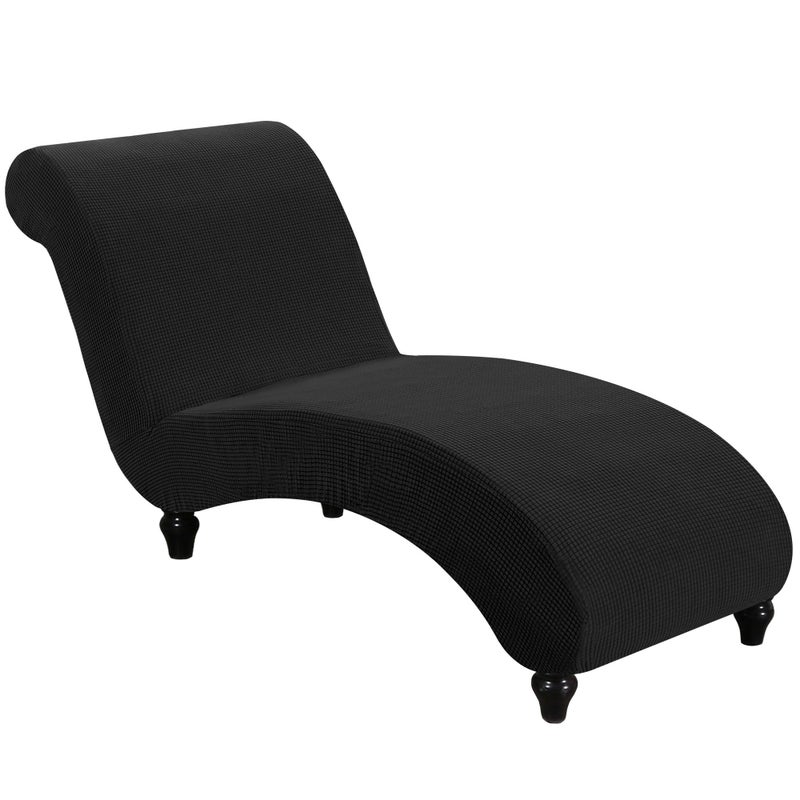 FantasDecor FantasDecor Chaise Lounge Cover Stretch Armless Chair Slipcover for Living Room Indoor Bedroom Soft Jacquard Fabric Machine Washable Black 