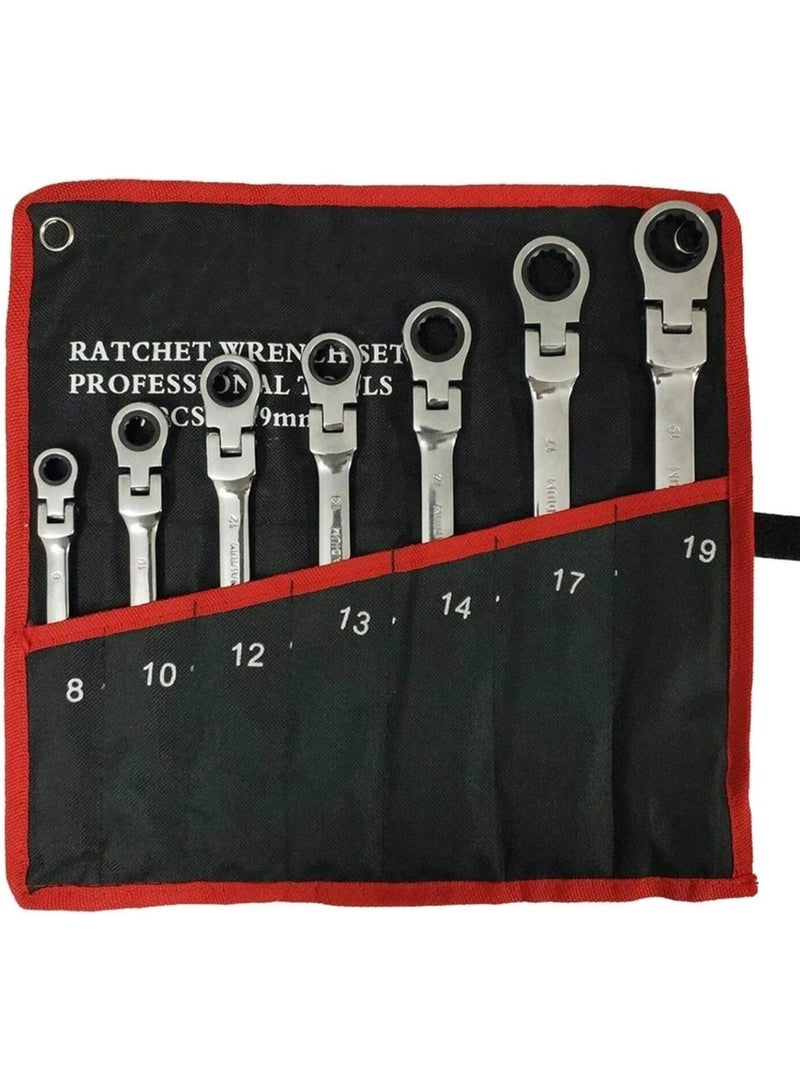 GGOOT Hardware Tool Keys Set Multitool Wrench Ratchet Spanners Hand Tools Wrench Set Universal Car Wrench Car Repair Tools (Color : 7pcs set Mirror type) - Image 1