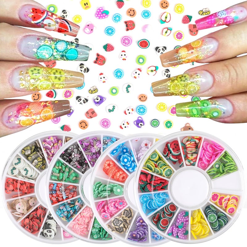 DECORA 3000pcs Fruit Nail Art Slice Fruit Slime Charms 14 Styles DIY Crafts Assorted 3D Slice 35mm for Clay Nail Art Decoration