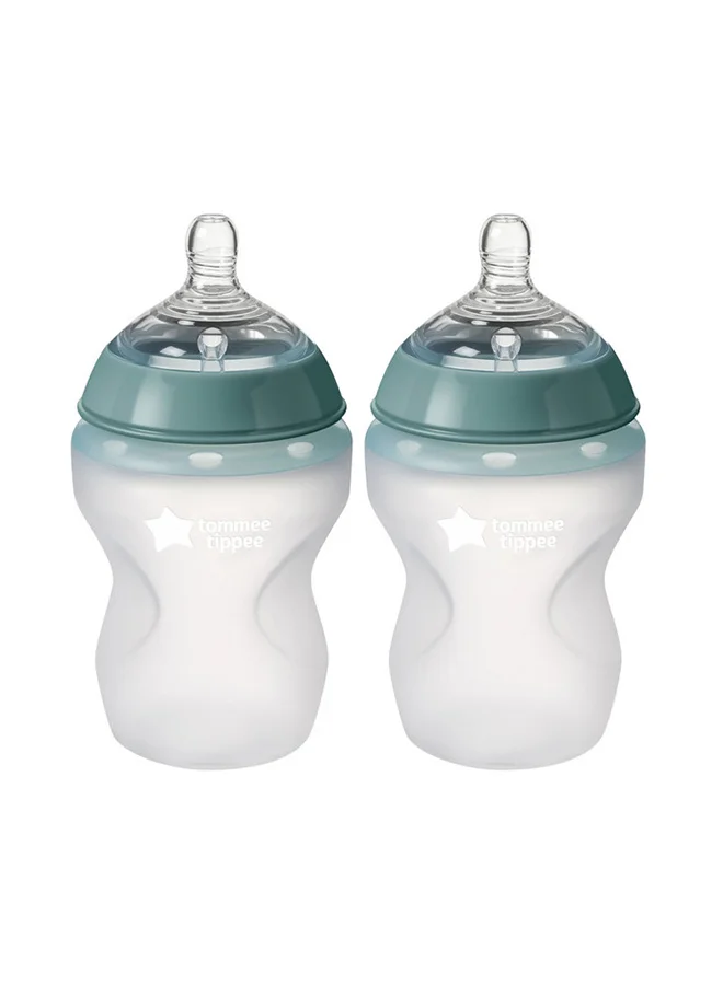 tommee tippee Pack Of 2 Closer To Nature Soft Feel Silicone Baby Bottles - 260Ml