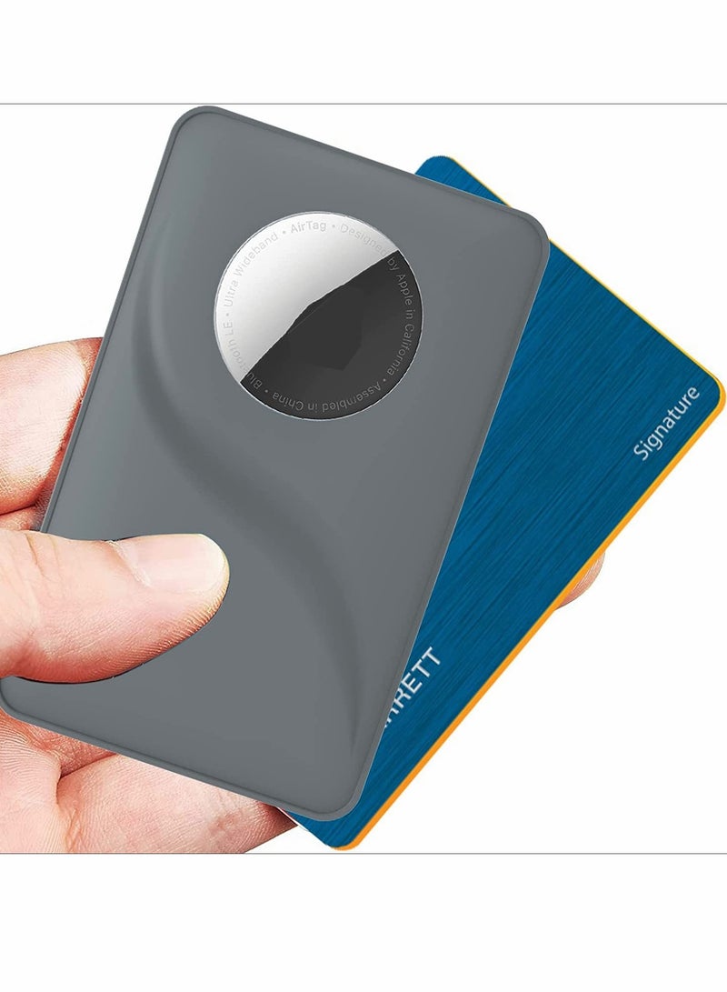 SYOSI Wallet Case Holder for AirTag Premium Leather Cash Credit Card Purse Slim Safety Antilost Gray  - Image 4