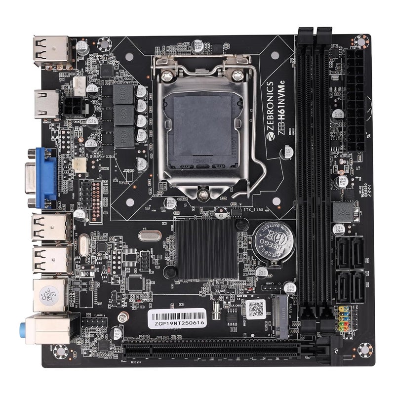 ZEBRONICS H61-NVMe Micro-ATX Motherboard for LGA 1155 Socket, Supports Intel 2nd & 3rd Generation Processors, M.2 Slot, 5.1 Audio, DDR3 1600 MHz, Ports (RJ45 | SATA | USB | HDMI) - Image 1